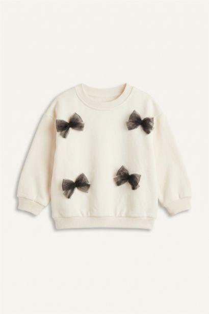 Bisiklet Yaka İnce Sweatshirt Kız Bebek