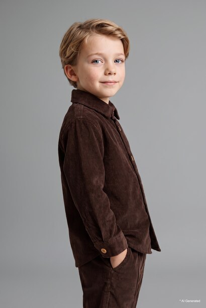 Baby Boy Button-Up Ribbed Corduroy Long Sleeve Shirt
