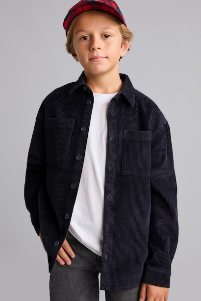 Oversize Fitilli Kadife Gömlek Erkek Çocuk