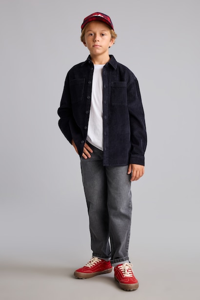 Oversize Fitilli Kadife Gömlek Erkek Çocuk