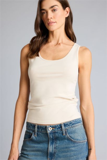 Slim Fit Basic Round Collar Sleeveless Tank Top