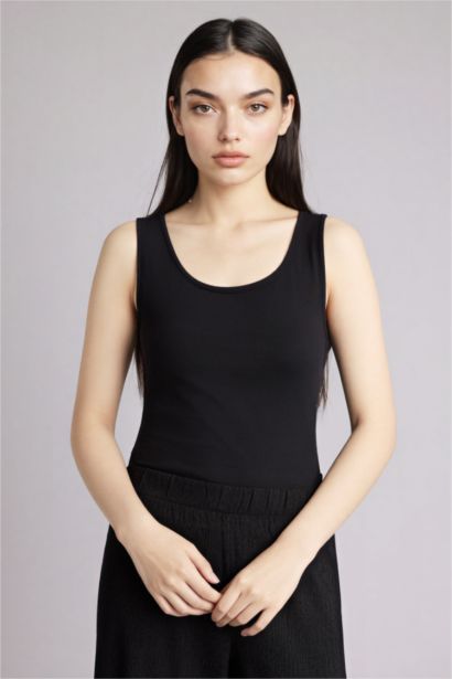 Slim Fit Basic Round Collar Sleeveless Tank Top