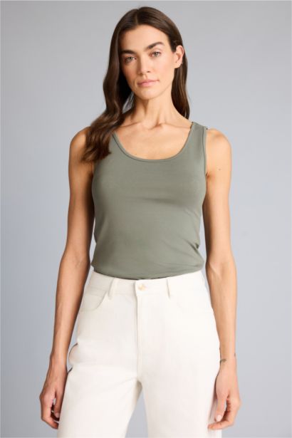 Slim Fit Basic Round Collar Sleeveless Tank Top