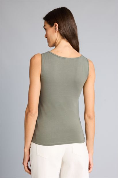 Slim Fit Basic Round Collar Sleeveless Tank Top