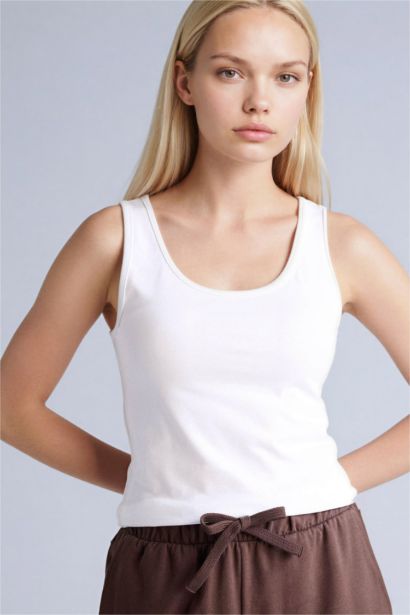 Slım Fıt Basıc Düz Yuvarlak Yaka Atlet