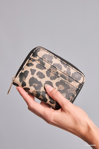 Woman Leopard Print Faux Leather Wallet