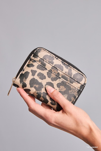 Woman Leopard Print Faux Leather Wallet