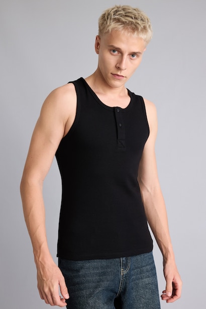 Regular Fit Henley Yaka Basic Atlet