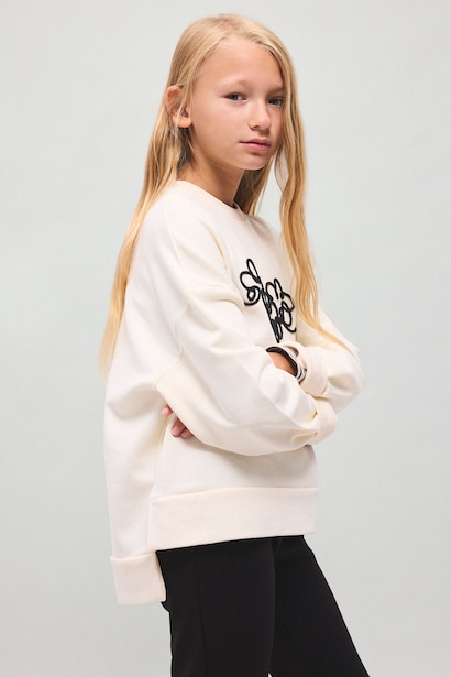 Girl Printed Long Sleeve Sweatshirt and Flared Trousers Set