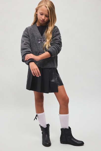Girl Faux Leather Regular Fit Skirt