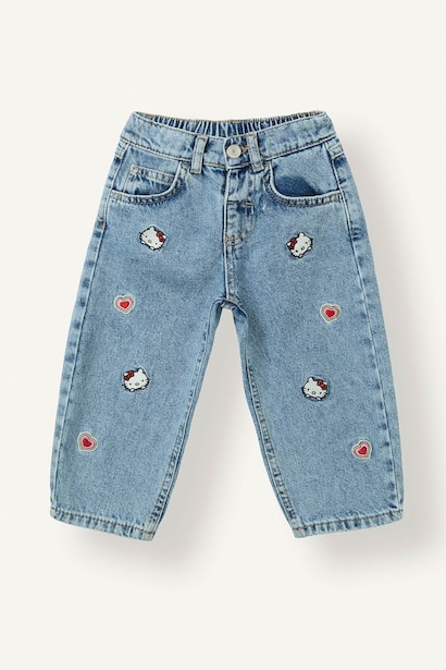 Baby Girl Hello Kitty Barrel Fit Wide Leg Jeans