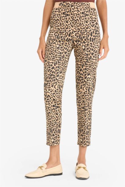 Elastic Waist Midi Satin Cigarette Fit Trousers