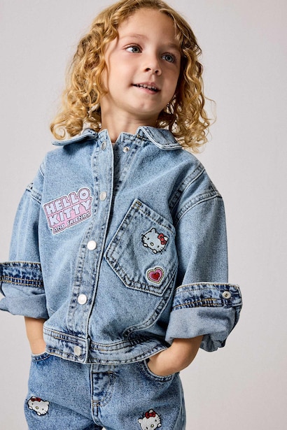 Hello Kitty Nakışlı Jean Ceket Kız Bebek