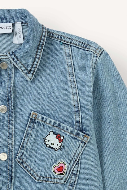 Hello Kitty Nakışlı Jean Ceket Kız Bebek