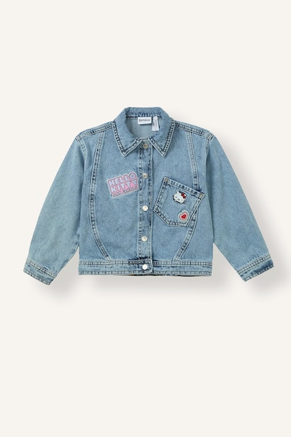 Hello Kitty Nakışlı Jean Ceket Kız Bebek