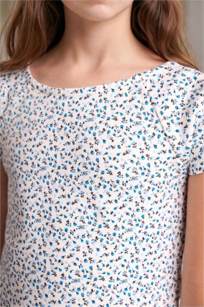Robe fleurie à manches courtes pour fille