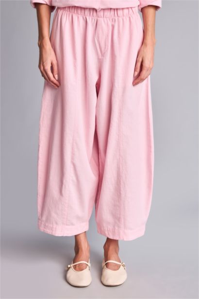 Barrel Fit Keten Karışımlı Pantolon