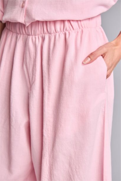 Barrel Fit Keten Karışımlı Pantolon
