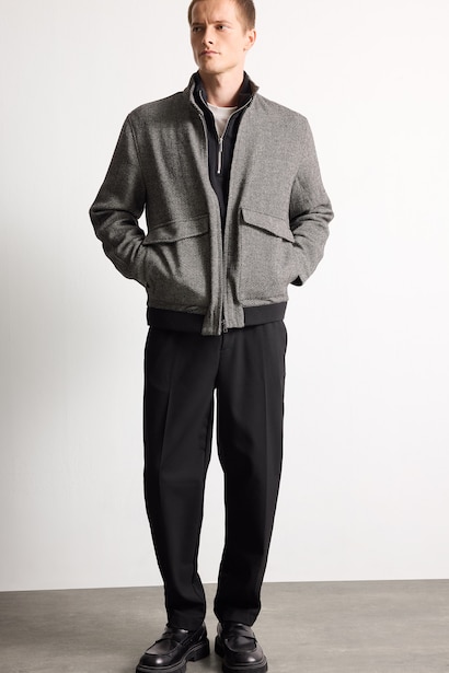 Regular Fit Stand Collar Mid Length Jacket