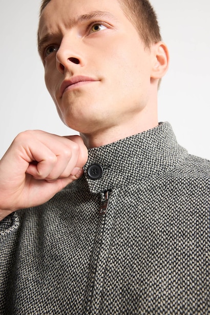 Regular Fit Stand Collar Mid Length Jacket