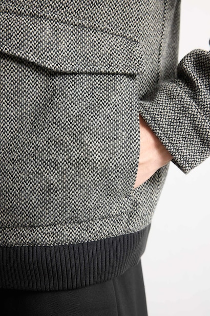 Regular Fit Stand Collar Mid Length Jacket
