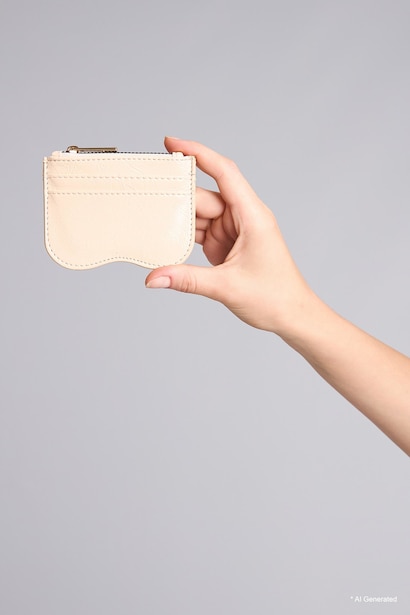 Woman Faux Leather Beige Card Holder