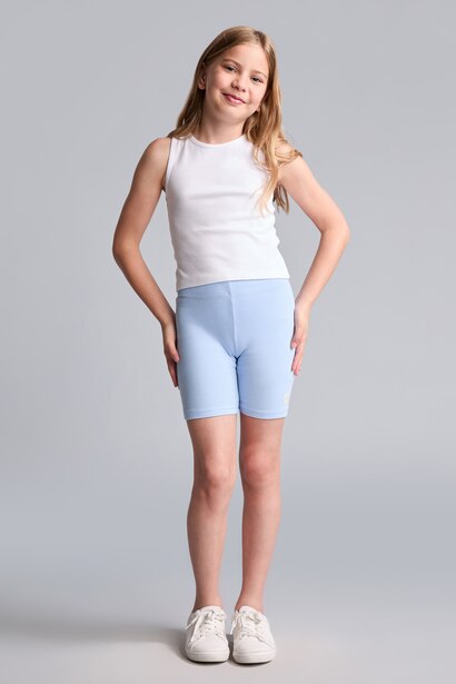 Girl Light Blue Biker Short Leggings
