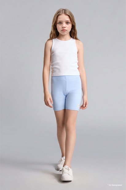 Girl Light Blue Biker Short Leggings