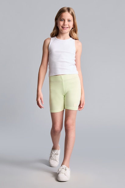 Girl Green Biker Short Leggings
