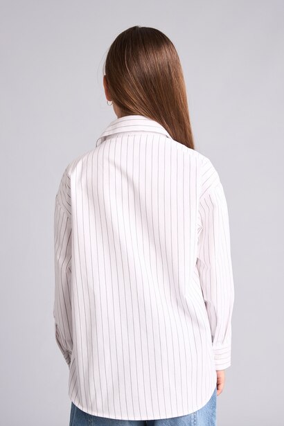 Girl Regular Fit Rayé Long Sleeve Oxford Shirt