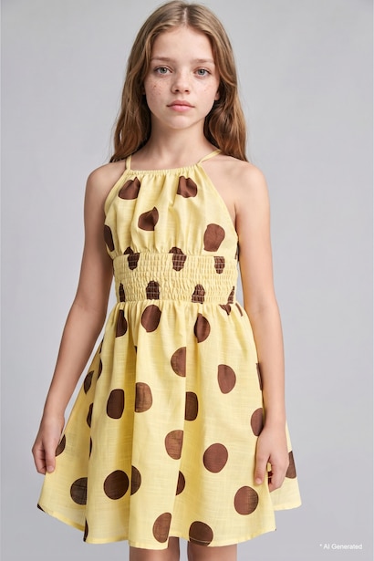 Girl 100% Cotton Polka Dot Mini Dress