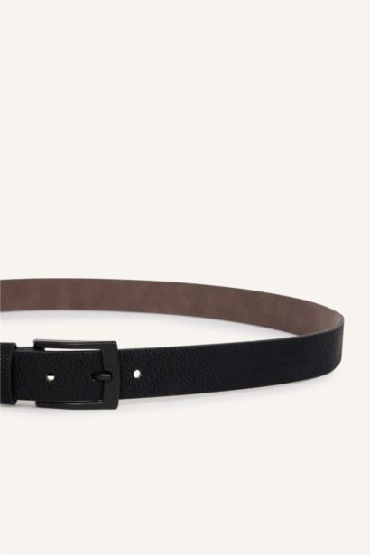 Man Rectangle Clasp Faux Leather Classic Belt