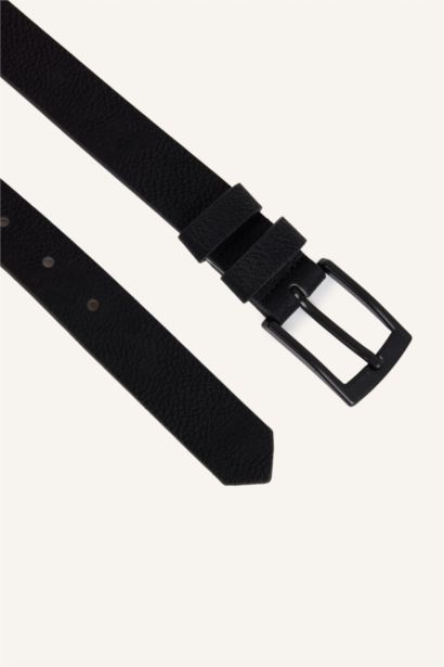 Man Rectangle Clasp Faux Leather Classic Belt