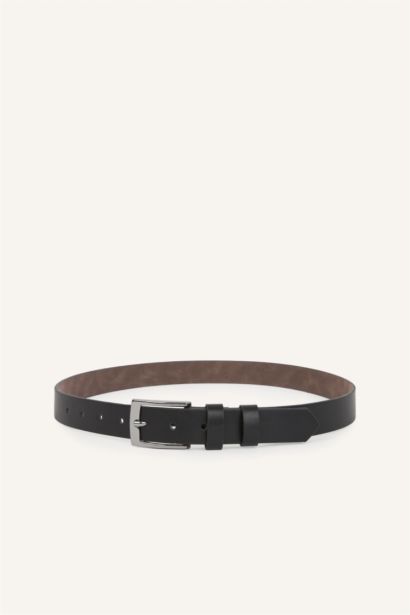 Man Rectangle Clasp Faux Leather Classic Belt