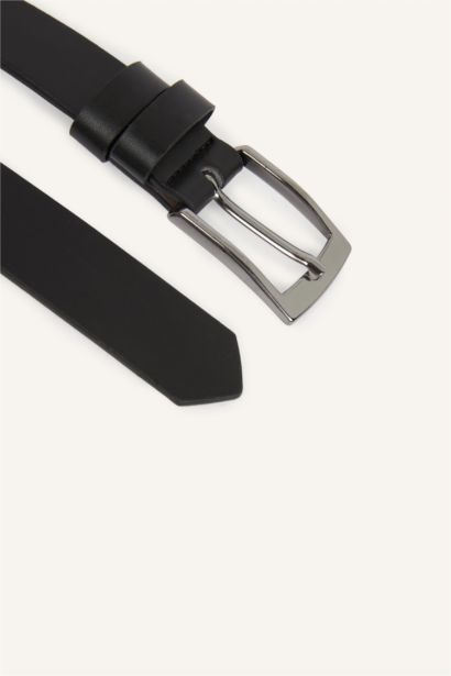 Man Rectangle Clasp Faux Leather Classic Belt