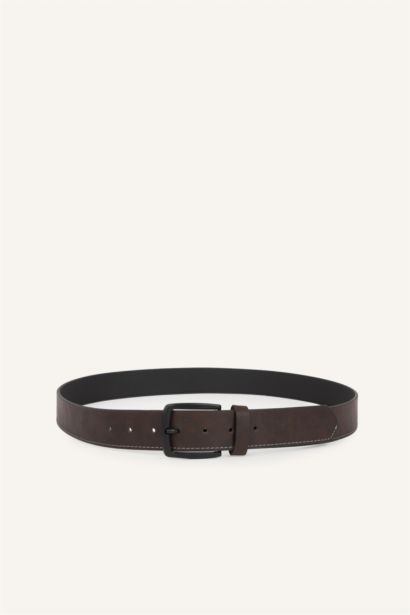 Man Rectangle Clasp Faux Leather