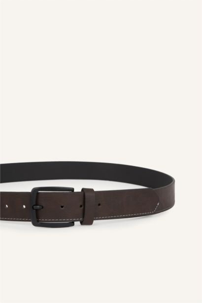 Man Rectangle Clasp Faux Leather