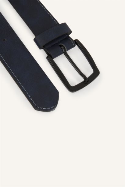 Man Rectangle Clasp Faux Leather