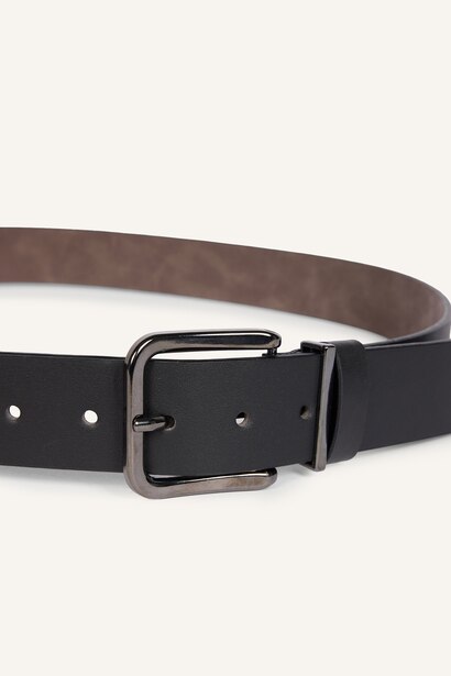 Man Rectangle Clasp Faux Leather