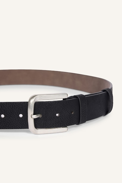 Man Rectangular Metal Buckle Faux Leather Casual Belt