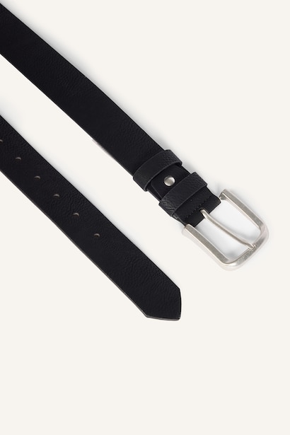 Man Rectangular Metal Buckle Faux Leather Casual Belt