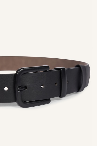 Boy Matte Rectangular Buckle Faux Leather Casual Belt