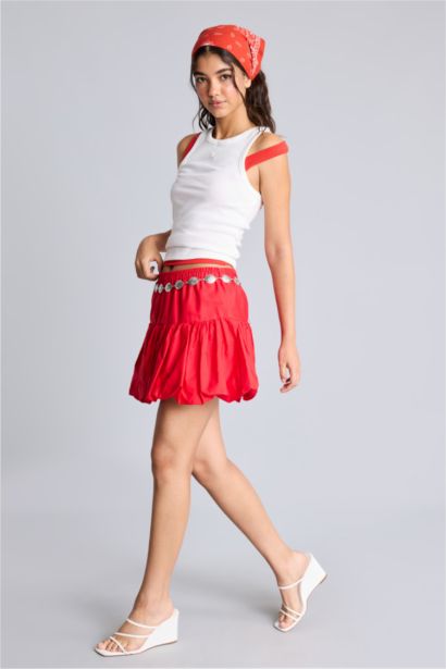 Balloon Fit Poplin Mini Etek