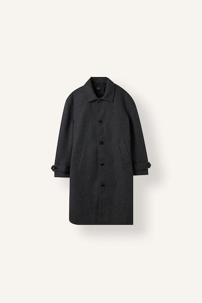 Regular Fit Buttoned Wool Blend Coat