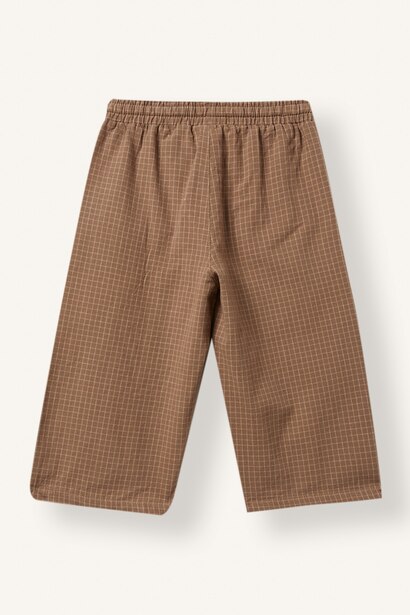 Boy Baggy Fit Checked Straight Leg Cotton Trousers