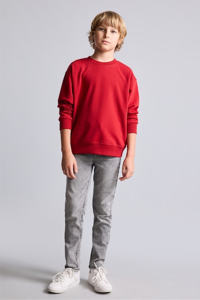 Bisiklet Yaka Basic Sweatshirt Erkek Çocuk