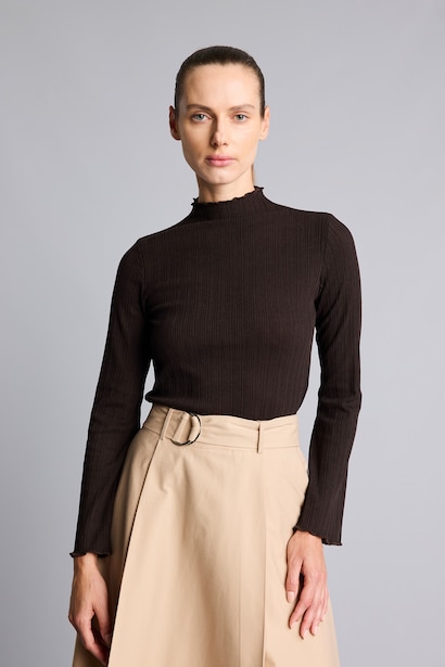 Fırfır Yaka Slim Fit Fitilli Tunik
