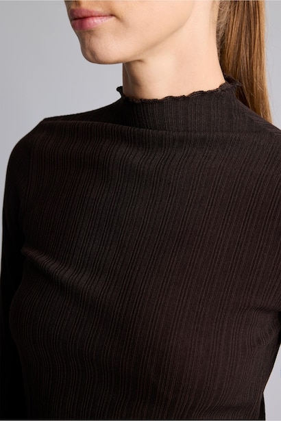 Fırfır Yaka Slim Fit Fitilli Tunik