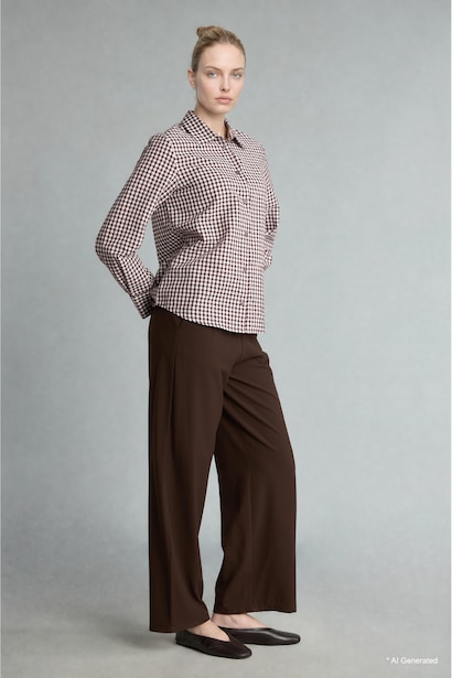 Straight Fit Wide Leg Trousers with Pockets