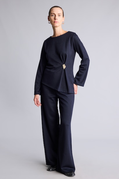 Wide Leg Pique Trousers